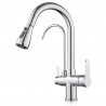 Grifo Osmosis Inversa 3 vías, extraible, giratorio 360º lineas curvas