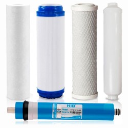Pack 4 Filtros de agua mas membrana para Osmosis Inversa Universal 5 etapas