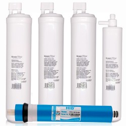 Kit 4 filtros recambio osmosis inversa green filter tipo CS con post filtro CS y membrana