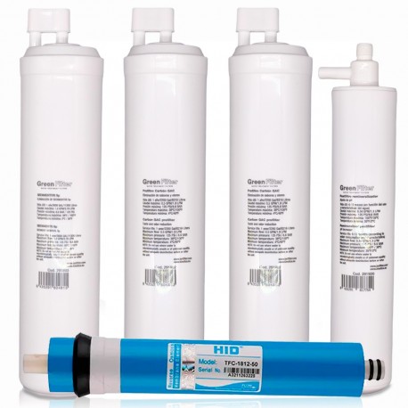 Filtros recambio osmosis green filter tipo CS, post filtro remineralizador con membrana