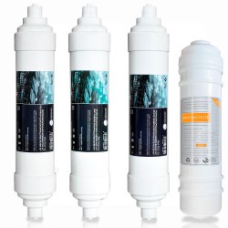 kit 4 filtros en linea ósmosis compacta conexión espiga 2" x 10"