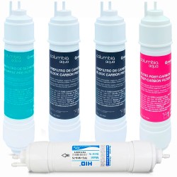 kit recambio cartuchos con membrana fuente de agua Columbia RO Osmosis Inversa