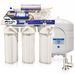 Ósmosis Inversa Doméstica MAGIC EKONO+ 5 Etapas con Bomba – Alta Eficiencia con bajo rechazo 1:1