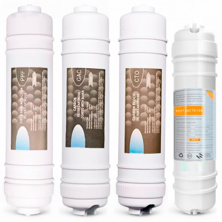 kit 4 filtros en linea ósmosis inversa de conexión rápida espiga tipo I