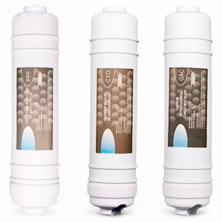 Kit de Recambio Oficial 3 Filtros para Sistemas de Ósmosis Inversa FONPUR - Conexión Rápida Espiga Tipo I