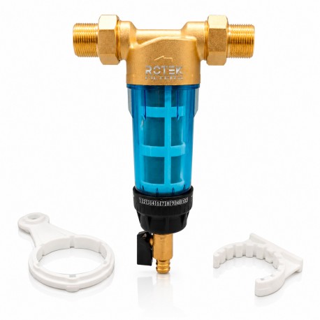 Filtro de agua de latón con malla inox para entrada general de agua autolimpiante
