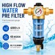 Pre Filtro de agua con manómetro de alto caudal y válvula de lavado centrífugo