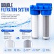 Filtro de agua doble con conexión 1", cartucho de sedimentos y carbón activo CTO