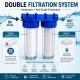 Filtro de agua doble con conexión 1", cartucho de sedimentos y carbón activo CTO