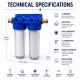 Filtro de agua doble con conexión 1", cartucho de sedimentos y carbón activo CTO