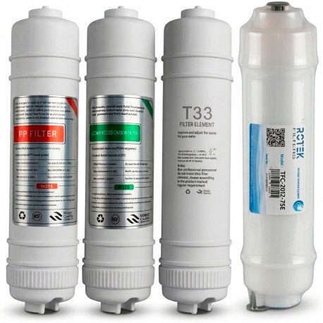 Kit de Recambio Completo para Dispensadores de Agua FONPUR con Ósmosis Inversa - 3 Filtros + Membrana ROTEK