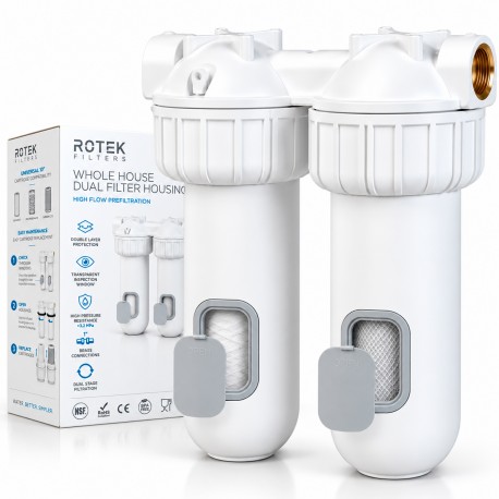 Filtro de agua doble con conexión 1", cartucho de sedimentos y carbón activo CTO